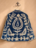The Moonflower Jacket – Deep Blue & Cream Suzani Velvet