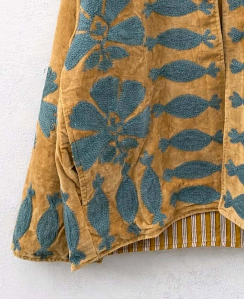 The Golden Tide Jacket – Mustard & Teal Suzani Velvet