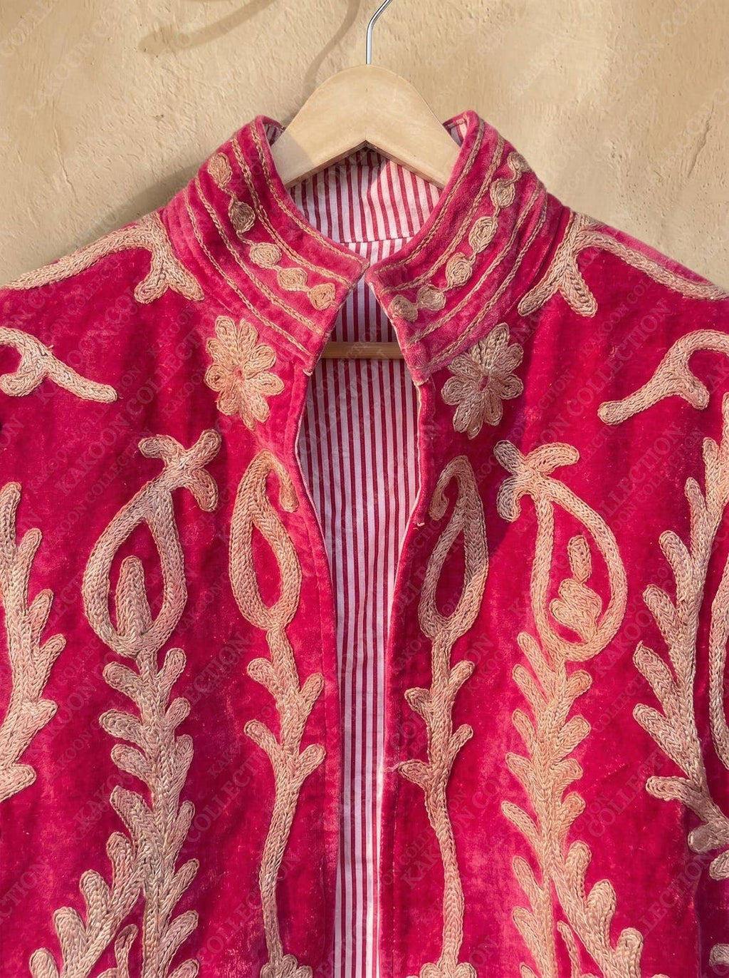 The Ruby Bloom Jacket – Crimson & Cream Suzani Velvet