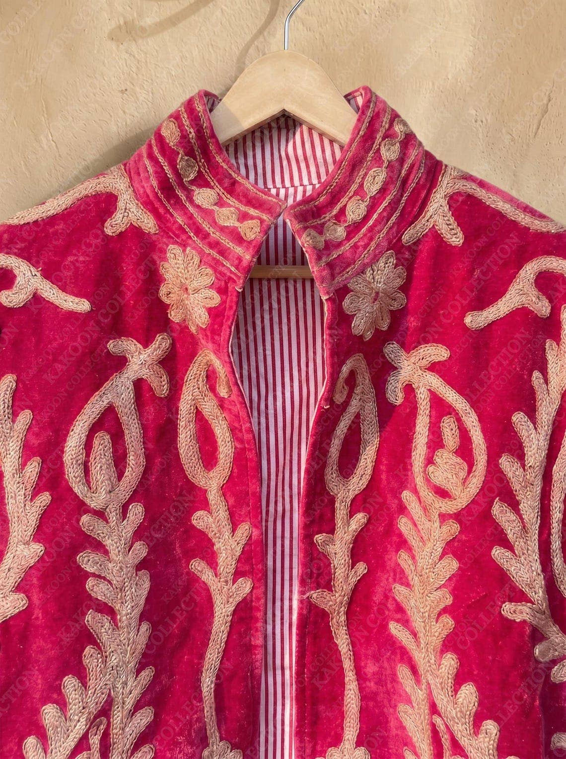 The Ruby Bloom Jacket – Crimson & Cream Suzani Velvet