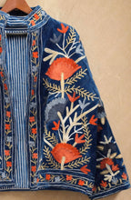 The Ember Bloom Jacket – Indigo & Coral Suzani Velvet