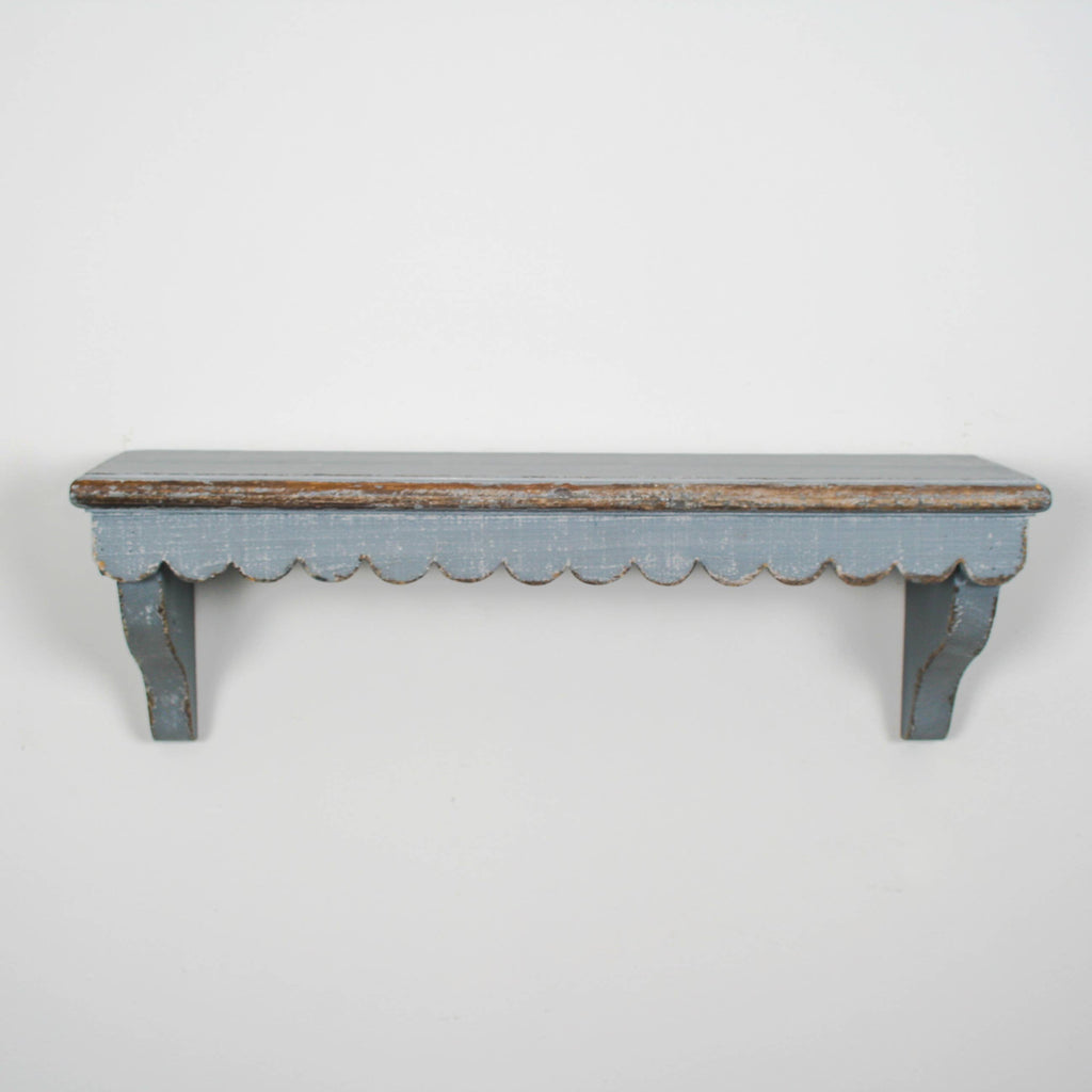 Scalloped Wooden Wall Shelf – Grey