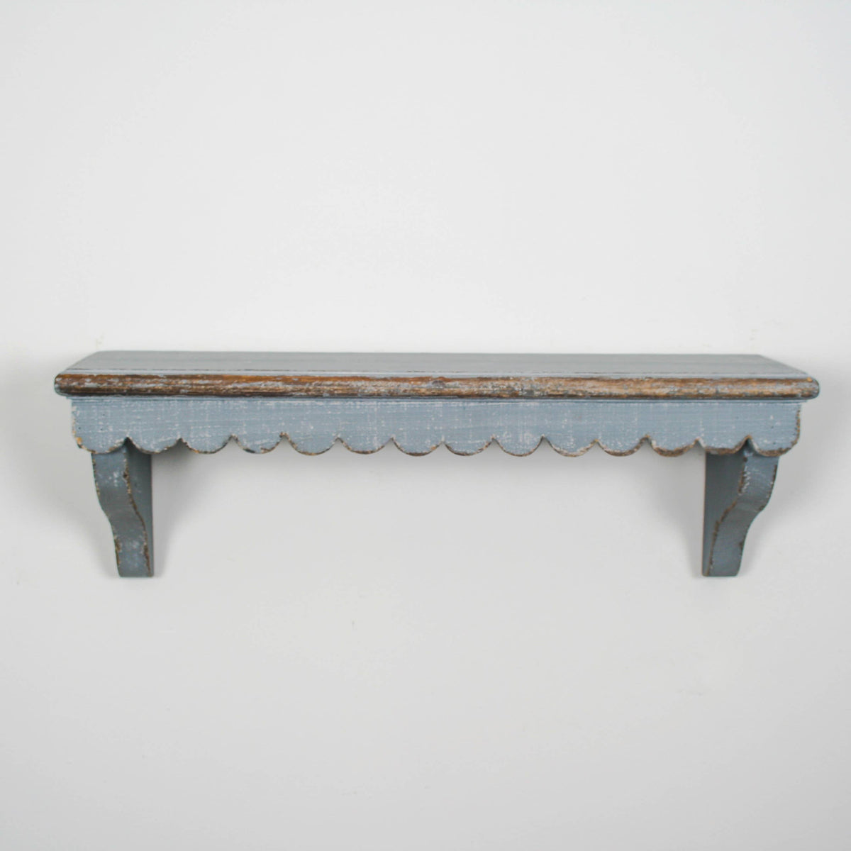 Scalloped Wooden Wall Shelf – Grey