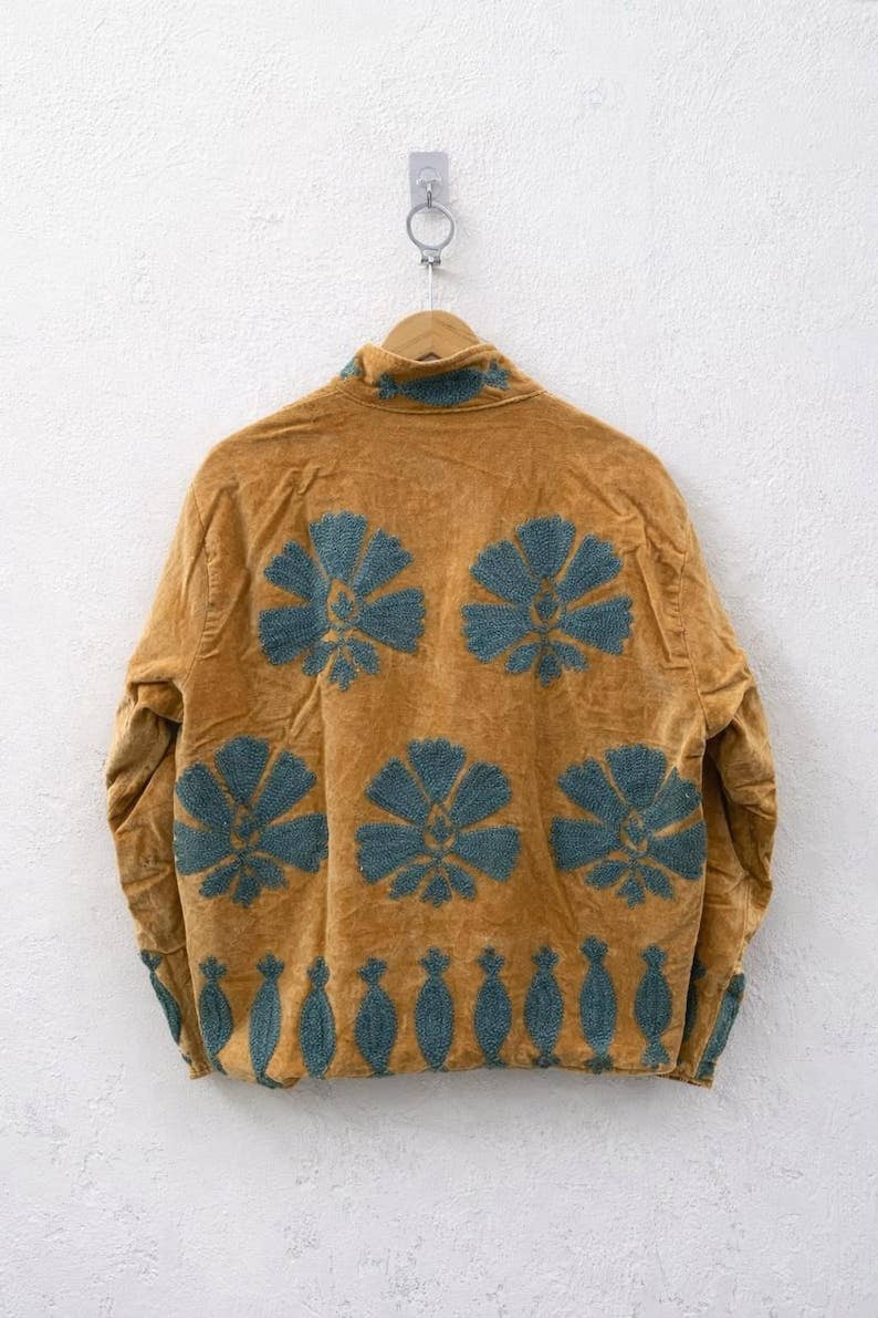 The Golden Tide Jacket – Mustard & Teal Suzani Velvet