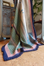 Indigo Fringe Kantha Quilt