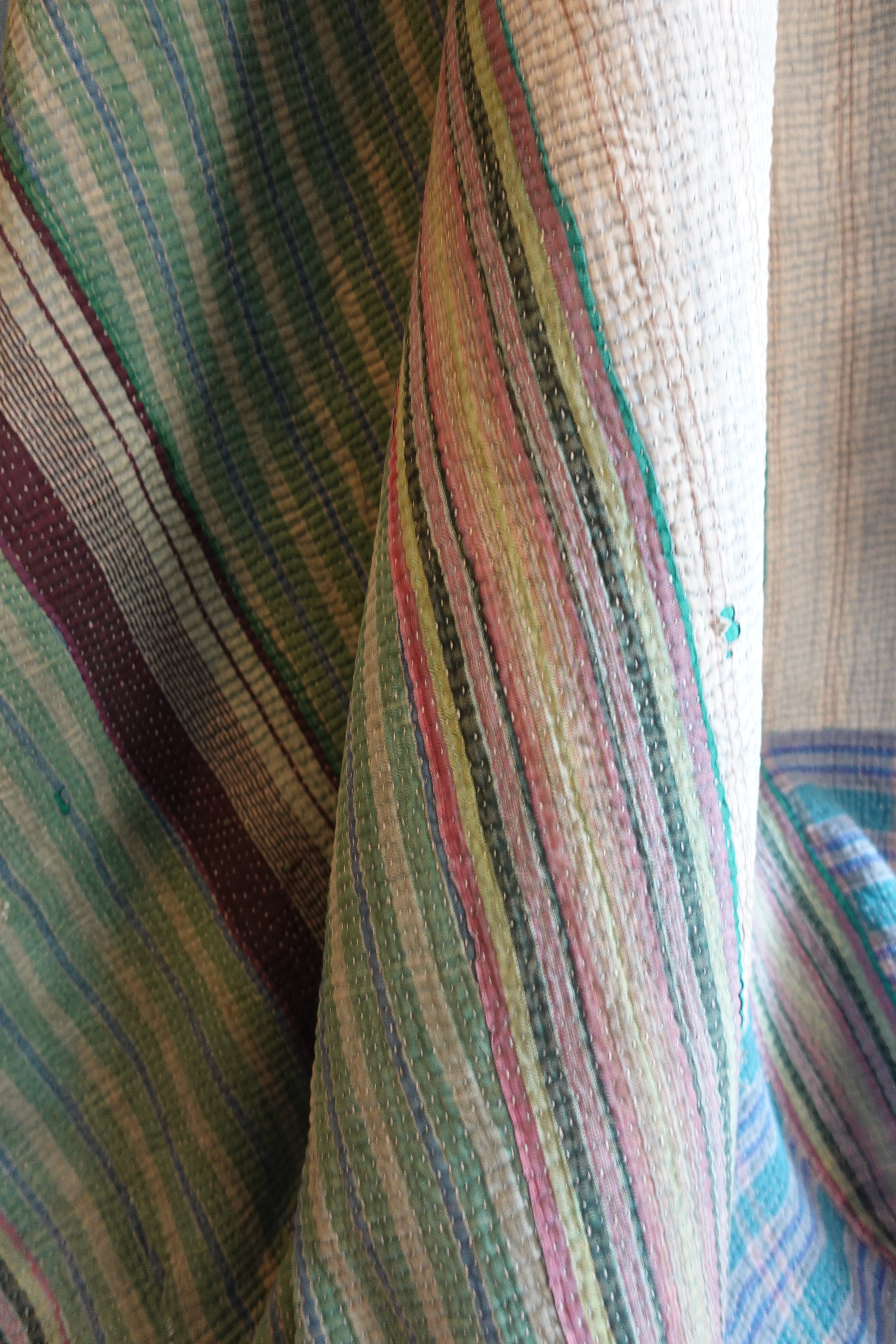 Indigo Fringe Kantha Quilt