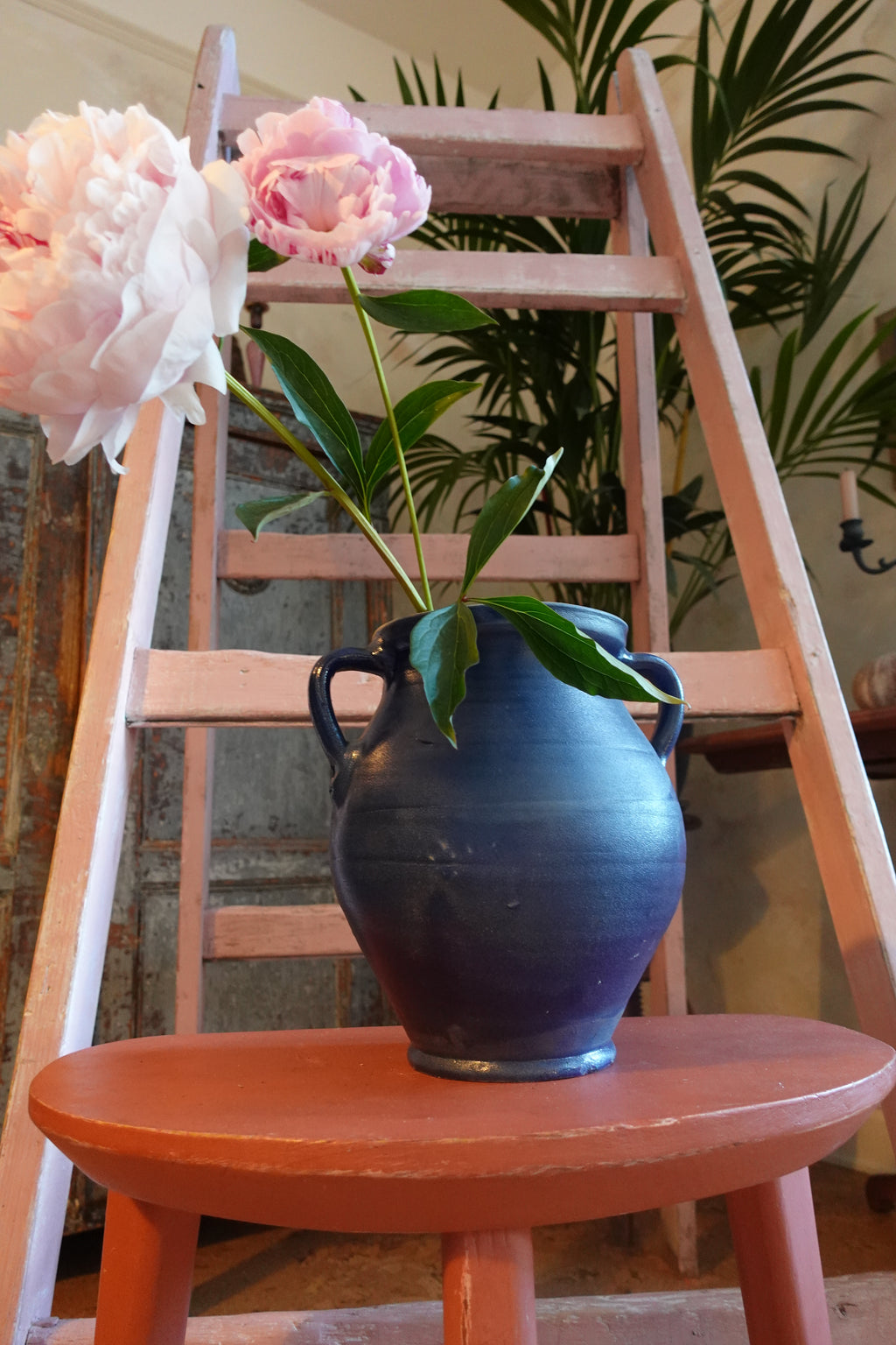 Romanian Cobalt Blue Earthenware Jug