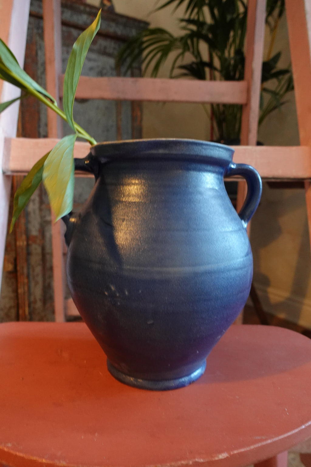 Romanian Cobalt Blue Earthenware Jug