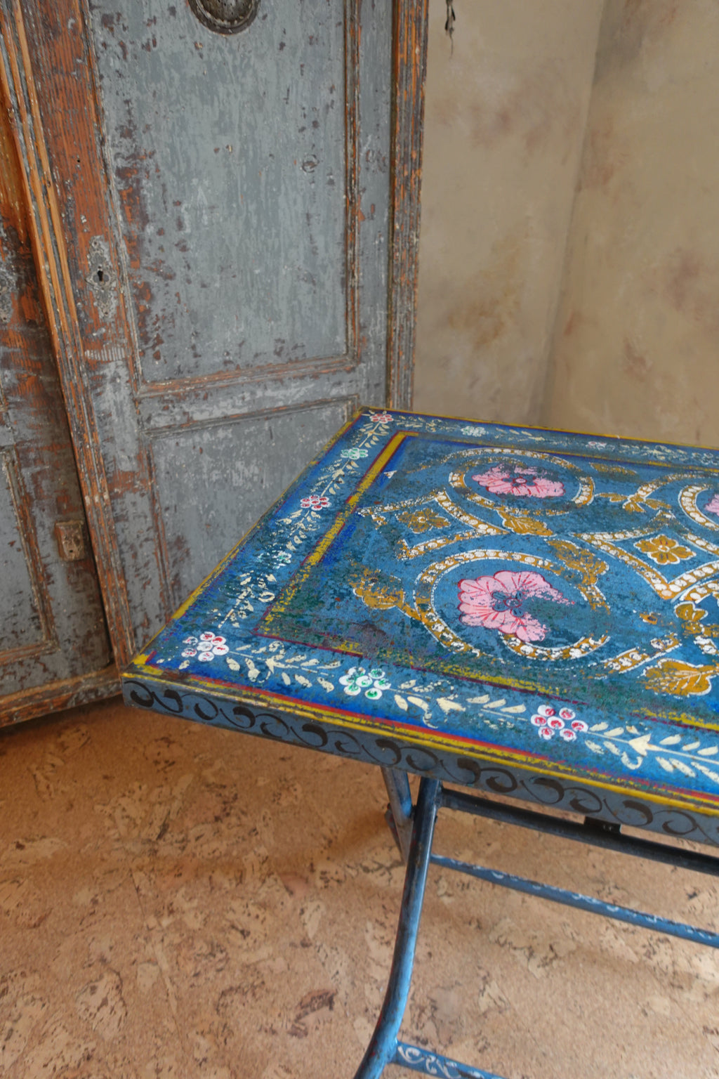 Vintage Hand-Painted Indian Folding Table