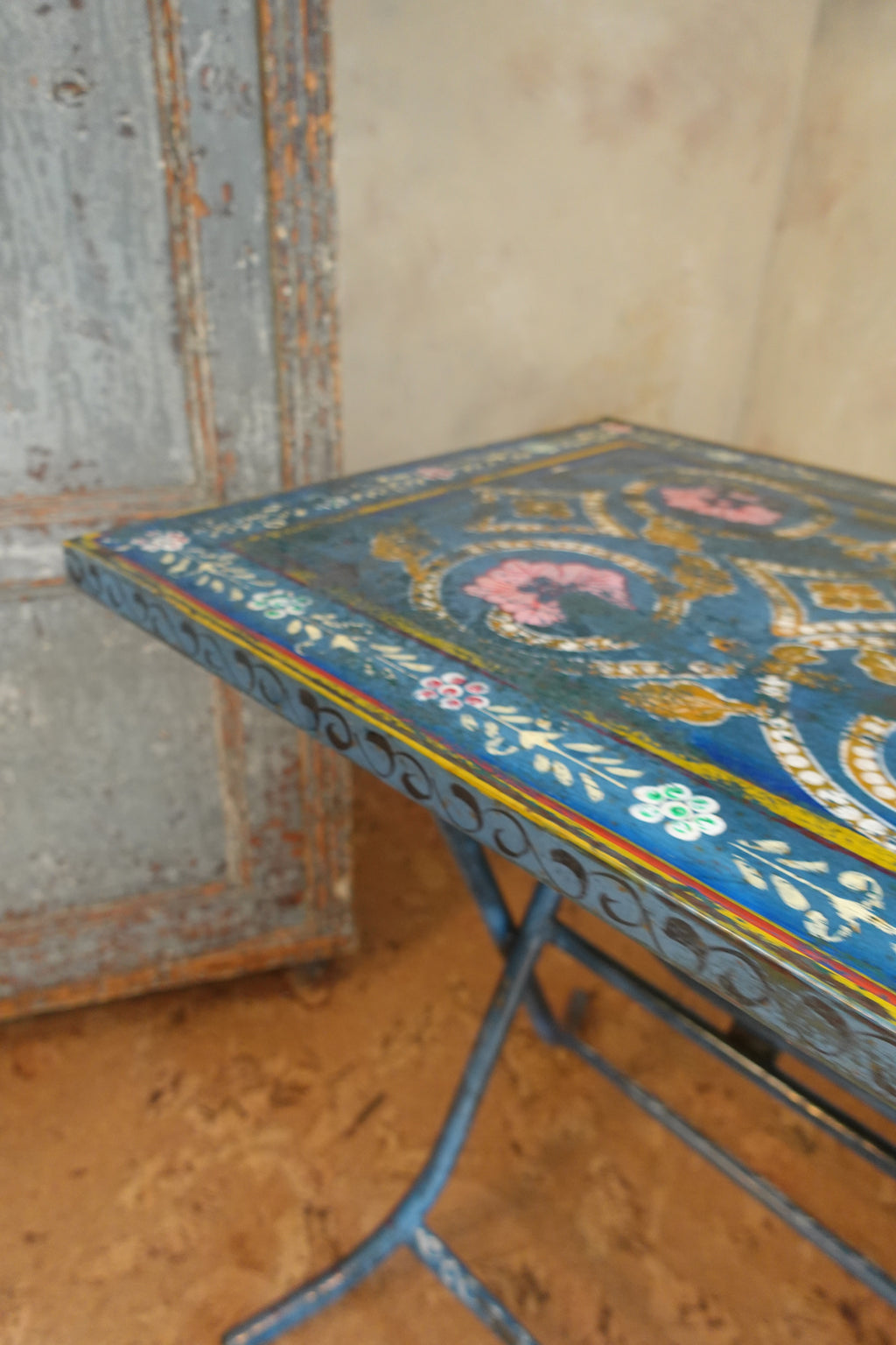 Vintage Hand-Painted Indian Folding Table