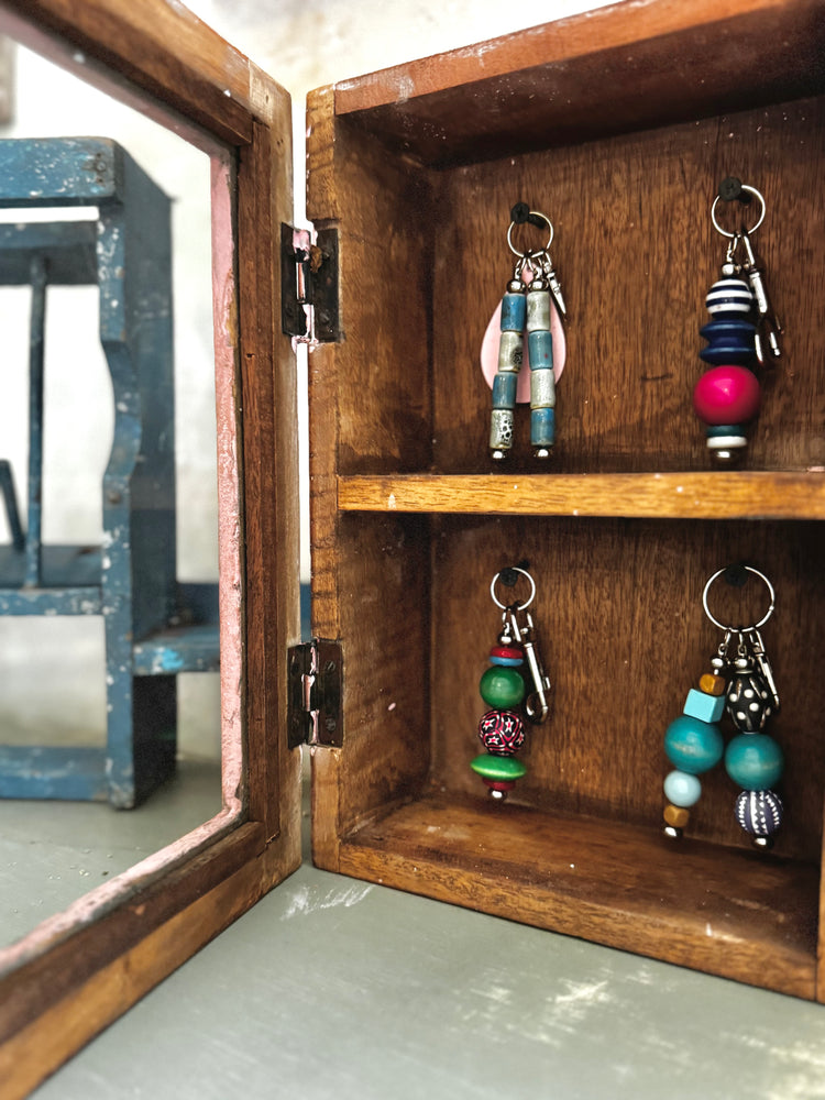 Small Pink Indian Glass-Fronted Key Cupboard
