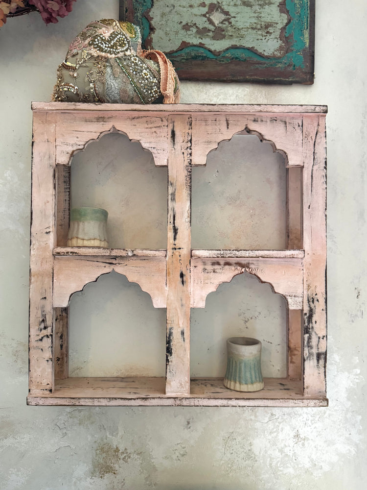 Pink Four-Arch Indian Wall Shelf