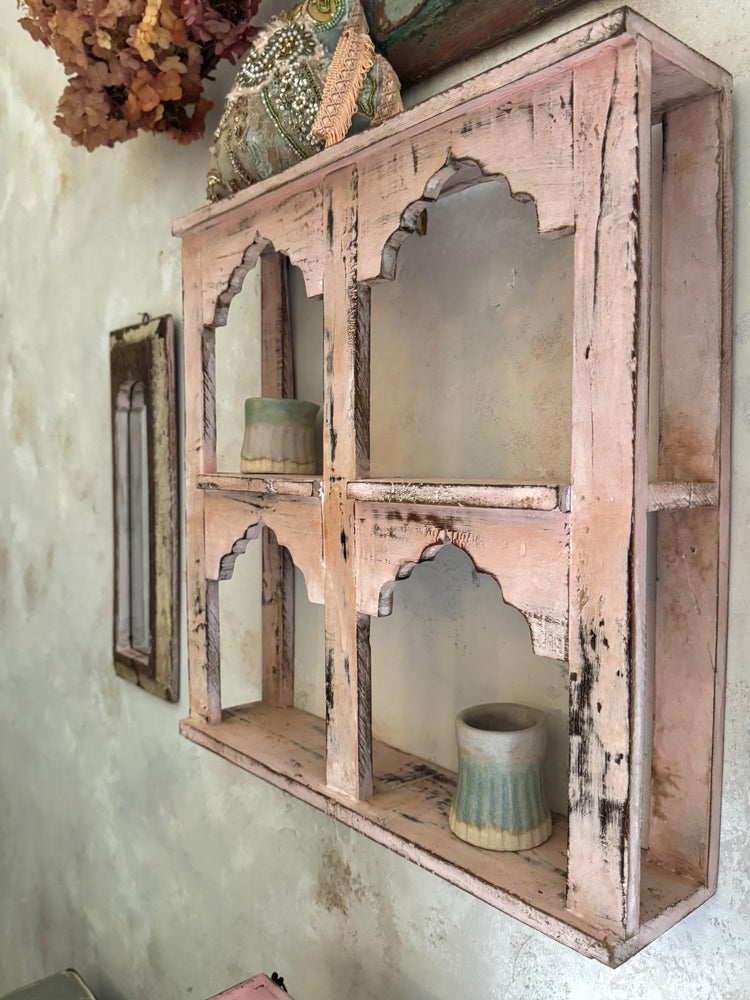 Pink Four-Arch Indian Wall Shelf