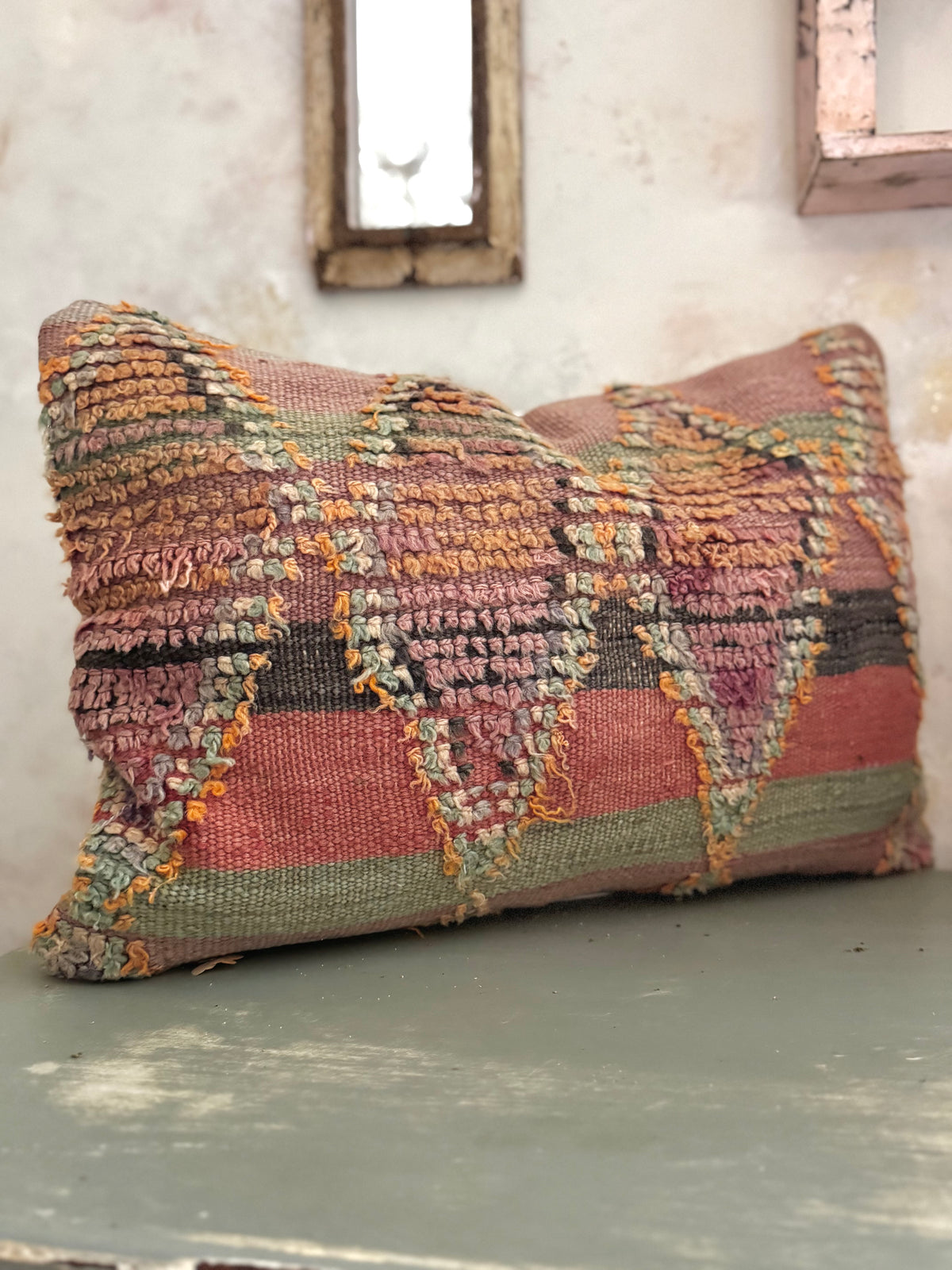 Vintage Moroccan Boucherouite Rug Cushion Cover