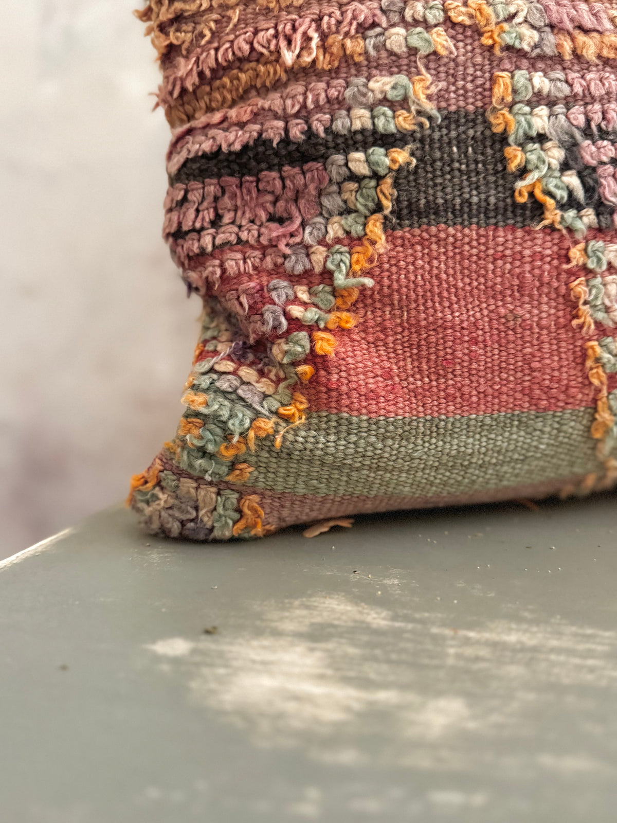 Vintage Moroccan Boucherouite Rug Cushion Cover