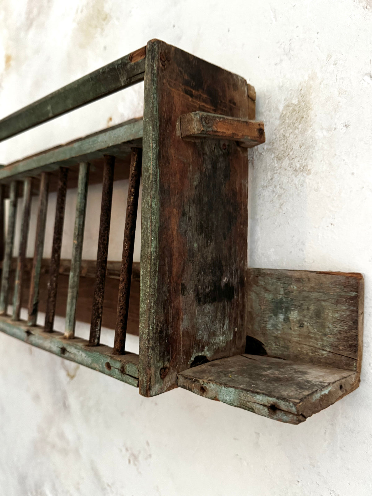 Antique Painted Wooden Plate Rack