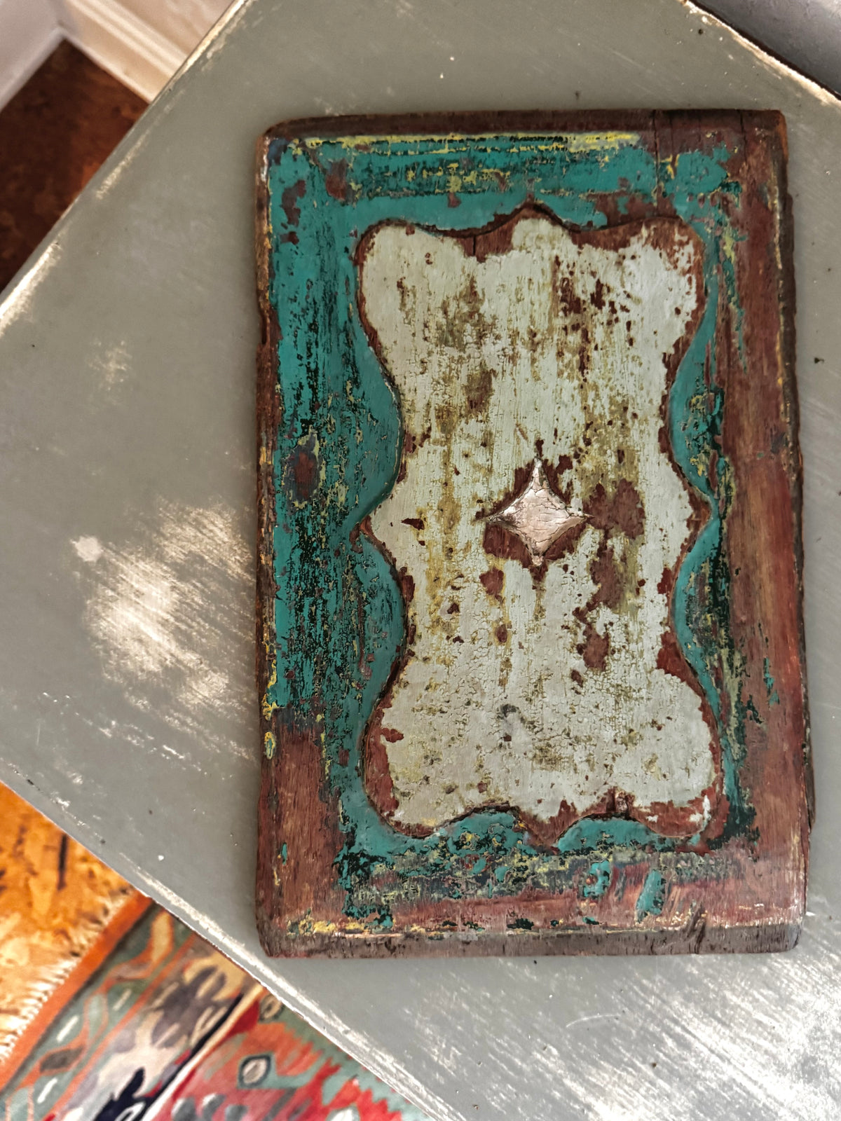 Antique French Painted Wooden Furniture Panel