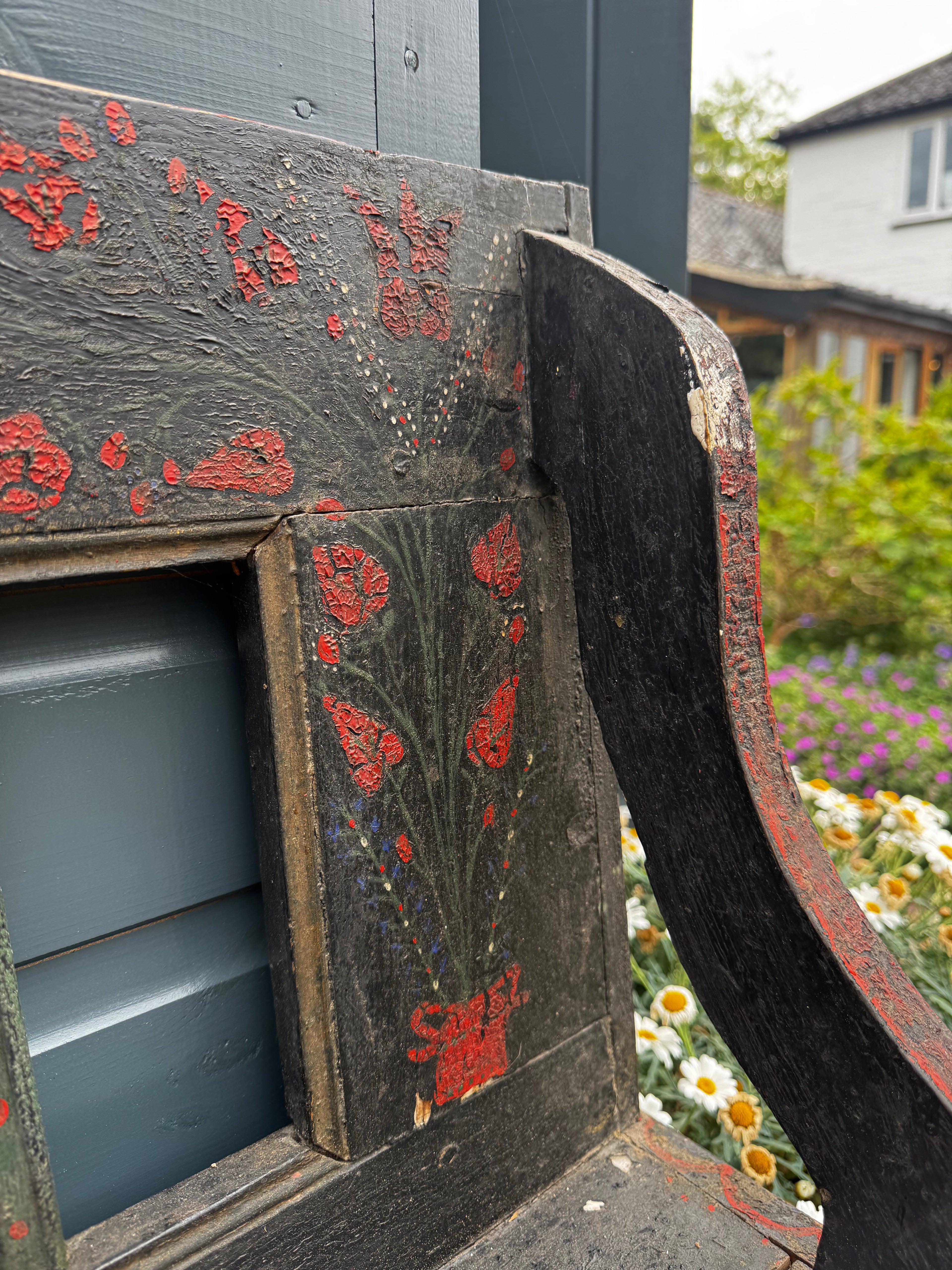 Antique Romanian Folk Art Bench