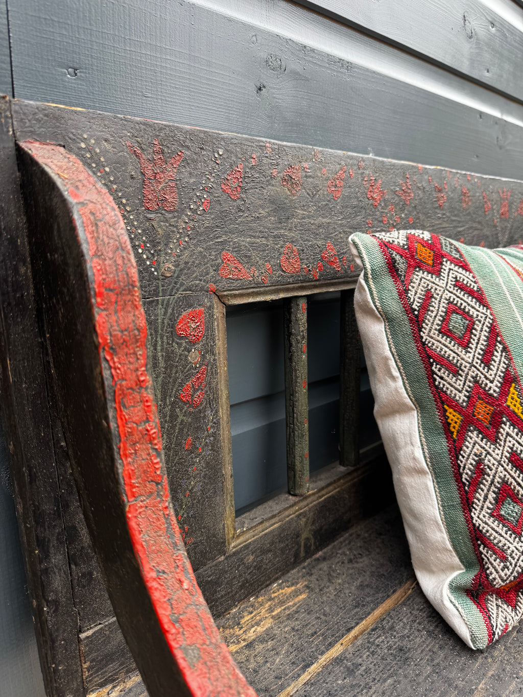 Antique Romanian Folk Art Bench