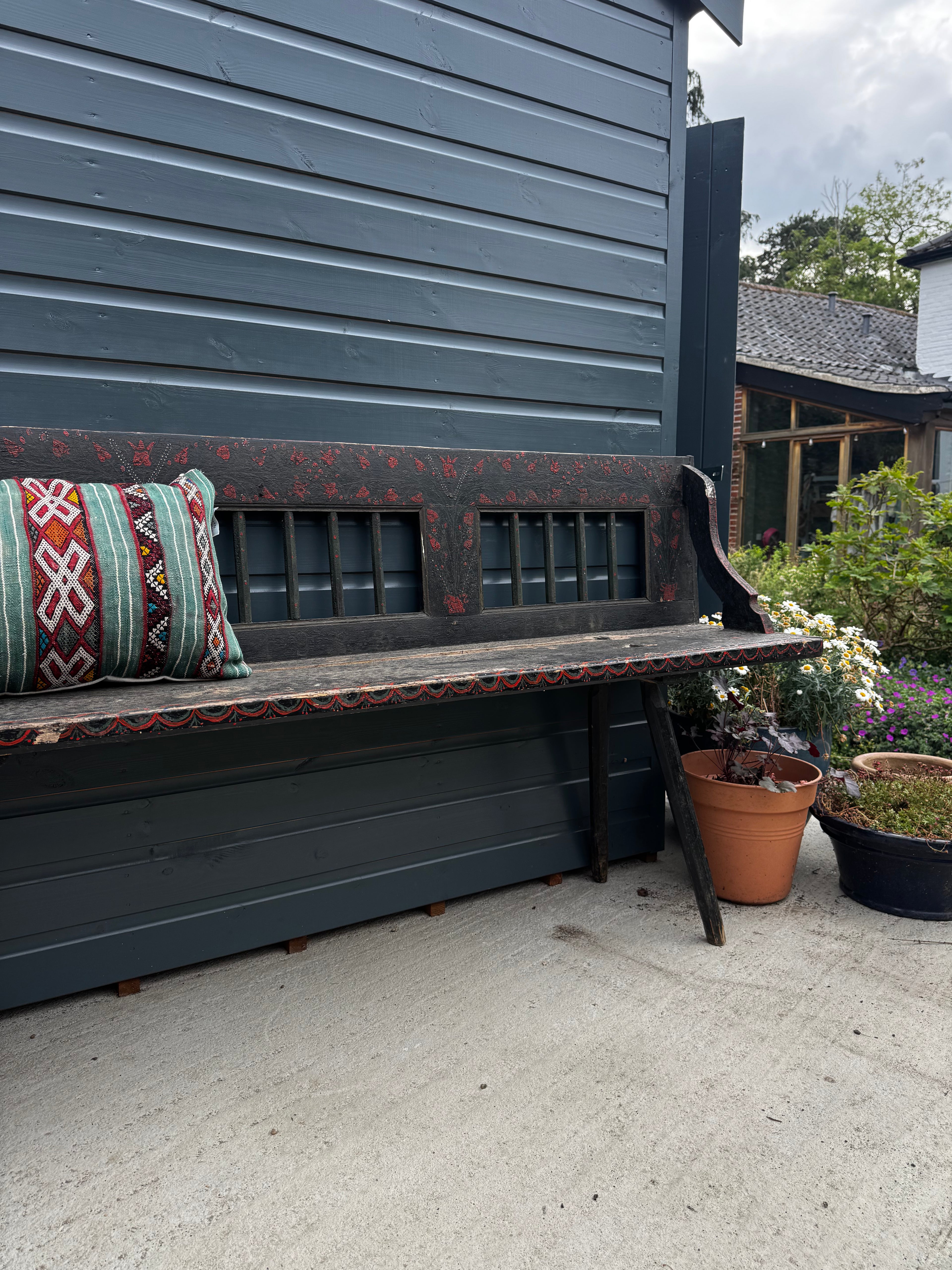 Antique Romanian Folk Art Bench