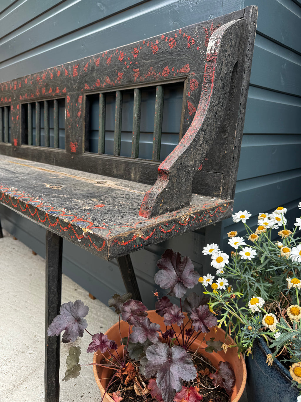Antique Romanian Folk Art Bench