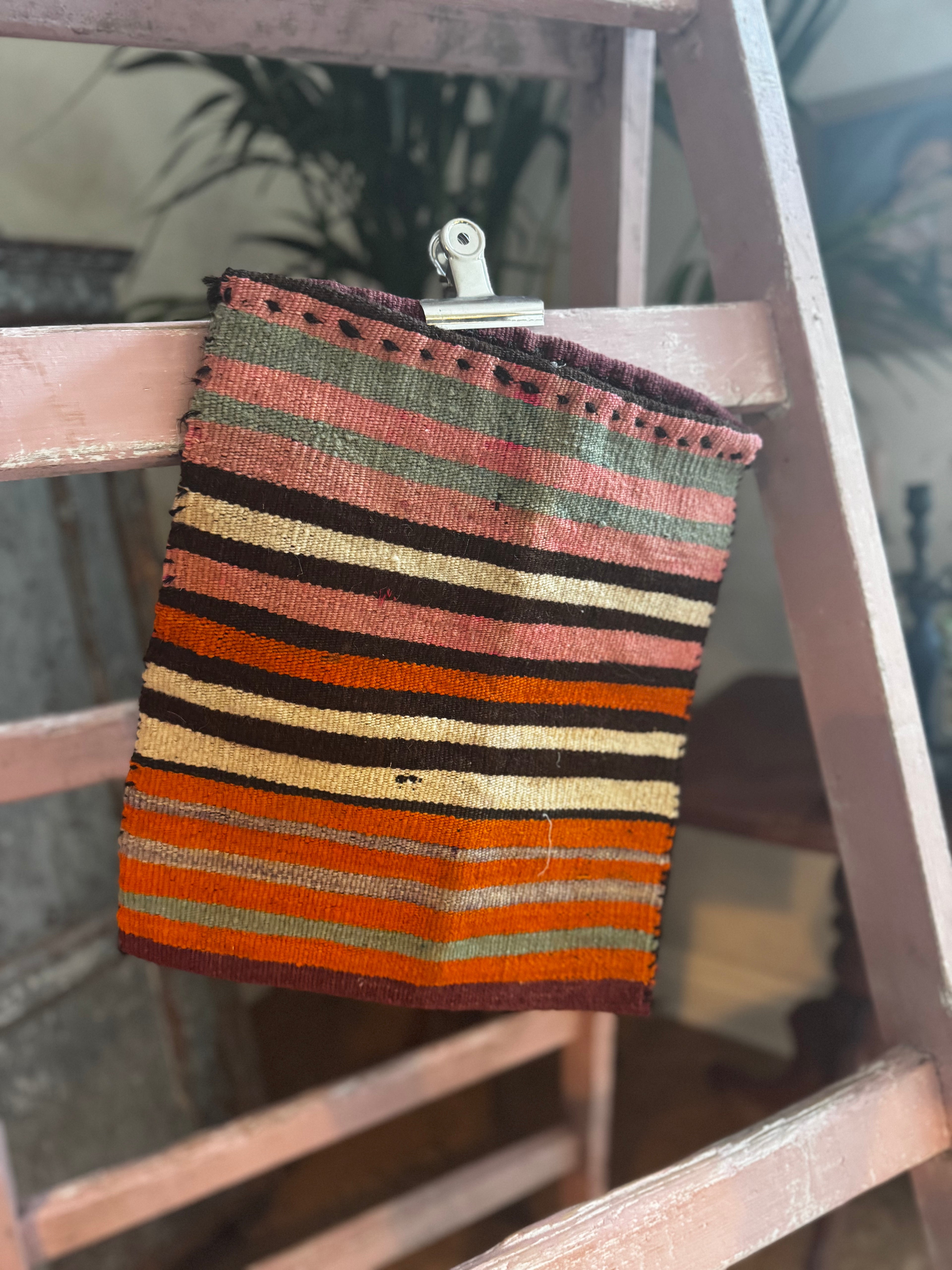 Vintage Turkish Kilim Storage Bag Panel