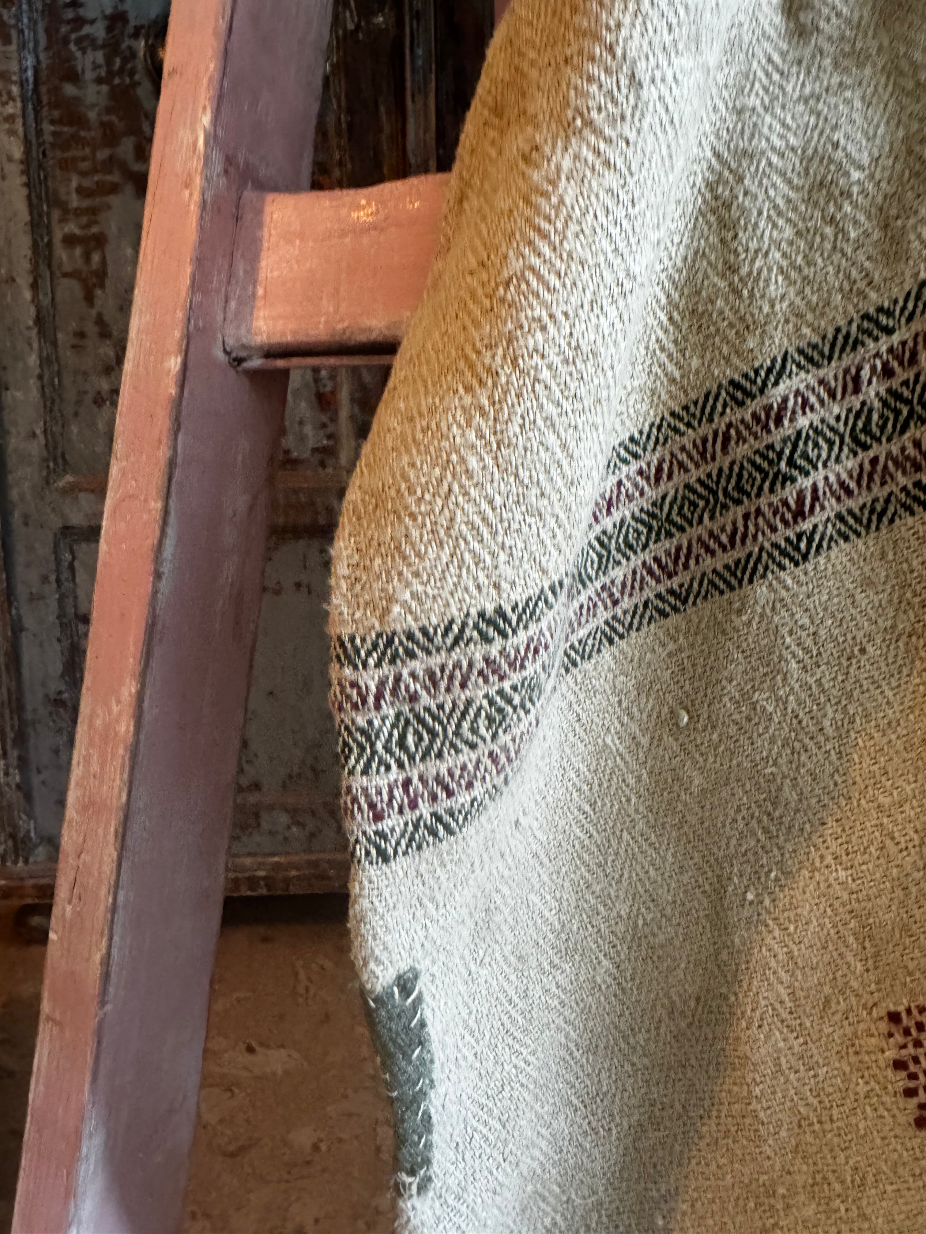 Antique Romanian Grain Sack with Hand-Stitched Repairs