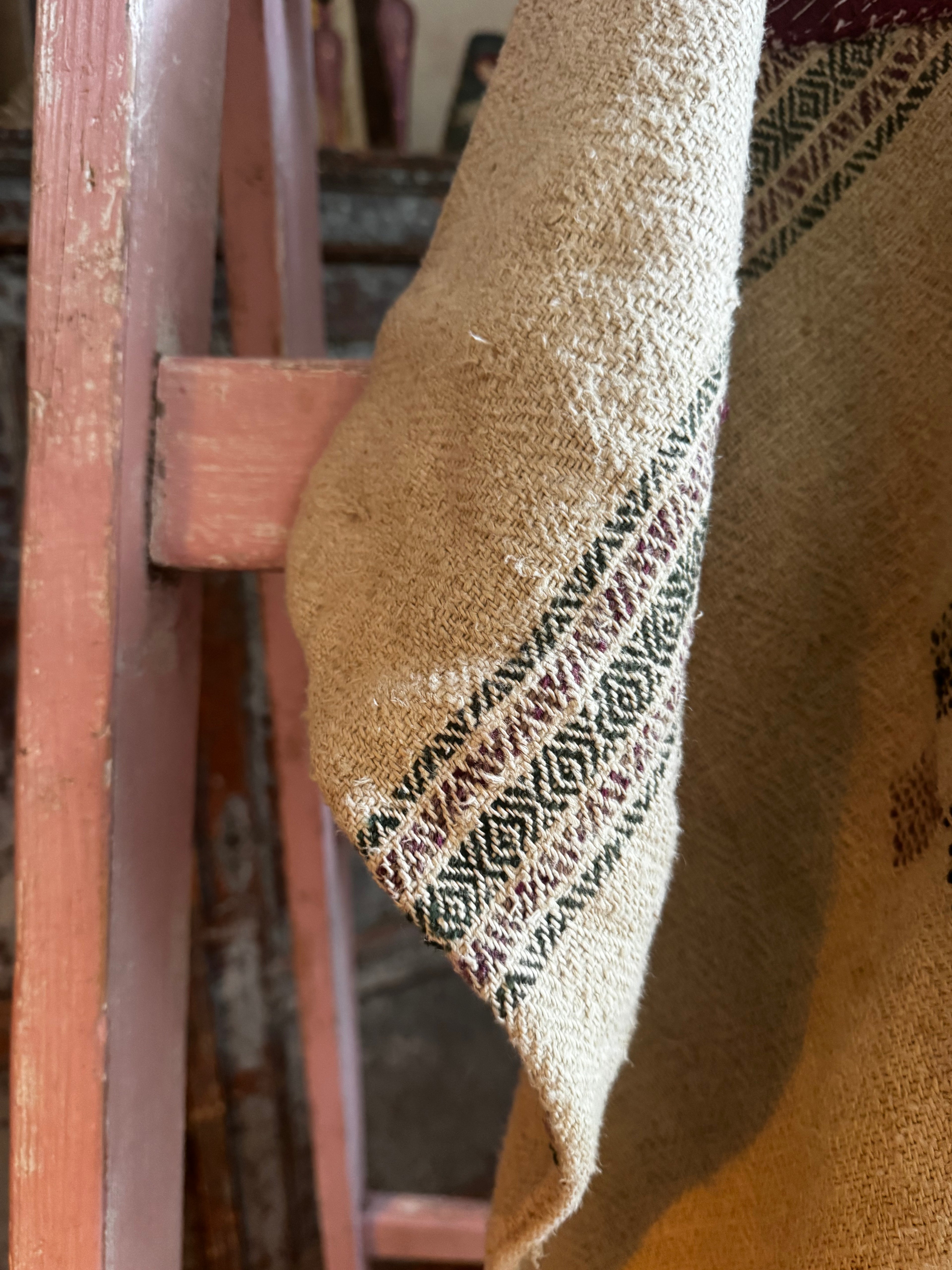 Antique Romanian Grain Sack with Hand-Stitched Repairs