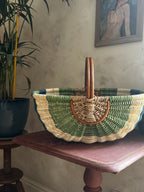 Vintage Sage & Cobalt Woven Basket