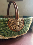Vintage Sage & Cobalt Woven Basket