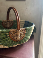 Vintage Sage & Cobalt Woven Basket