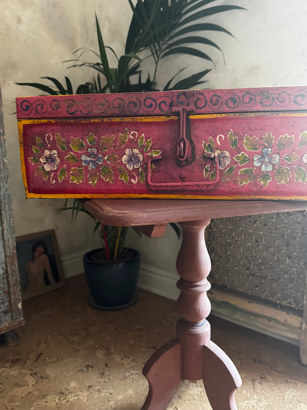 Pink Hand-Painted Trunk