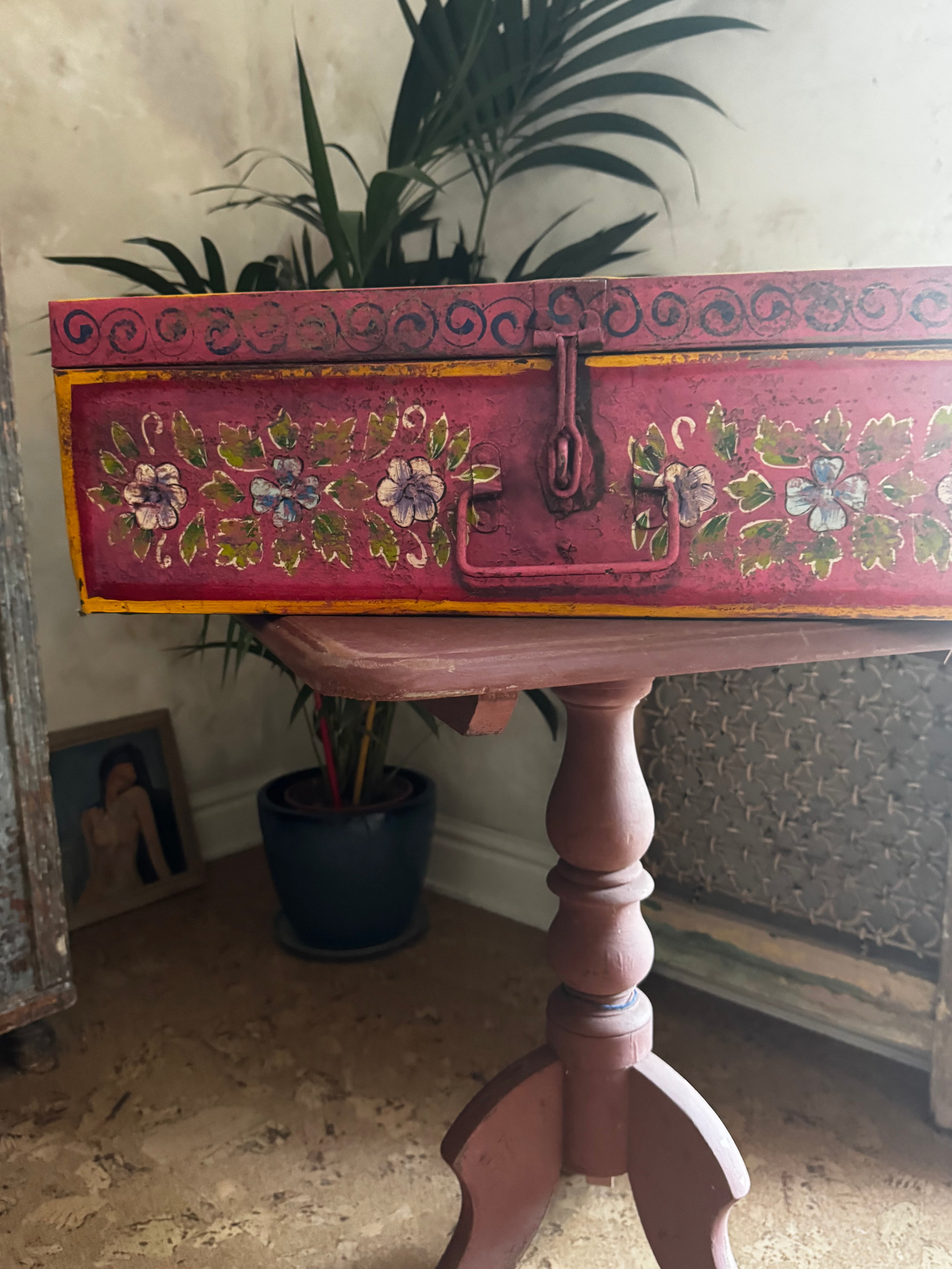 Pink Hand-Painted Trunk