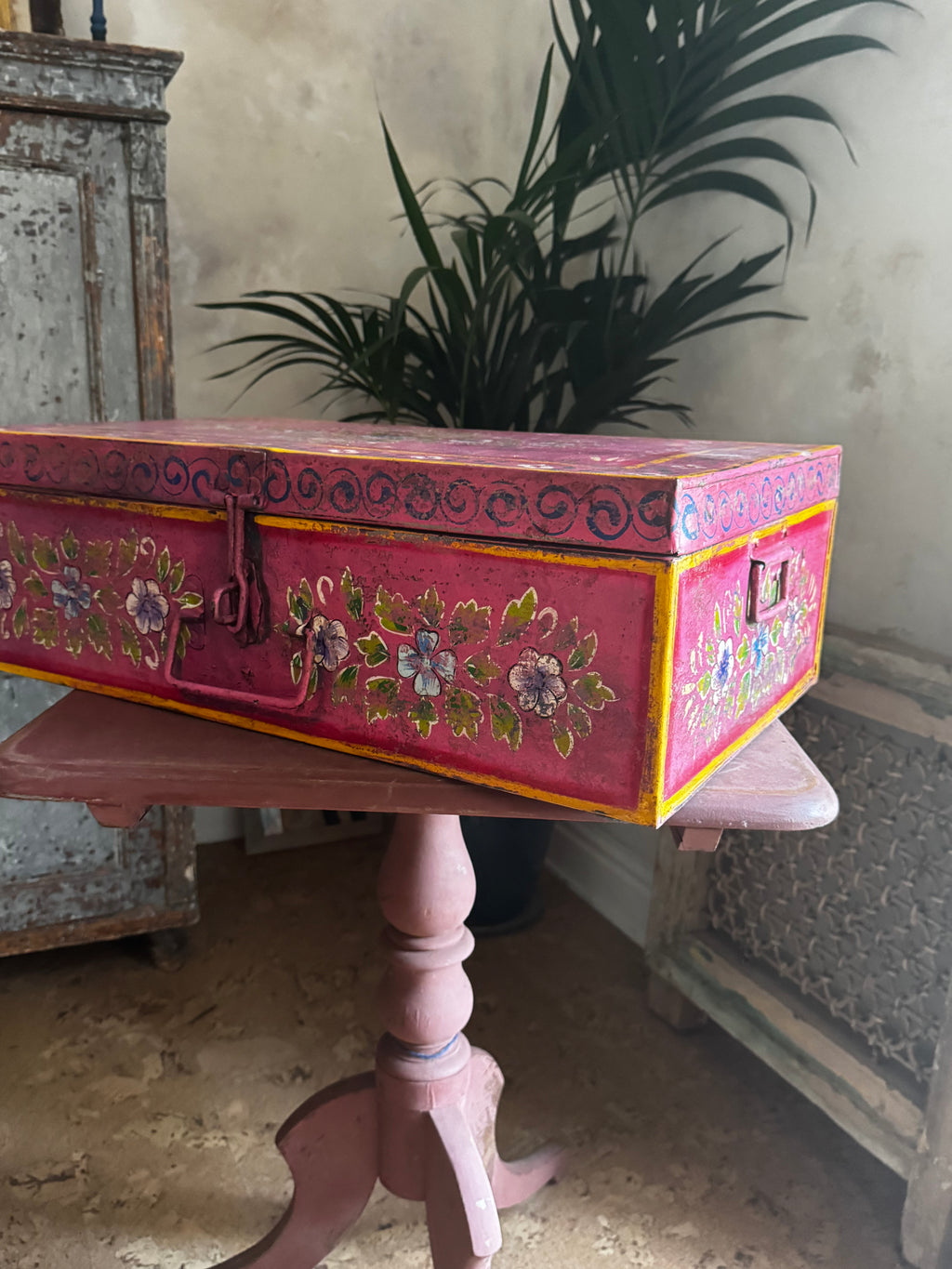 Pink Hand-Painted Trunk