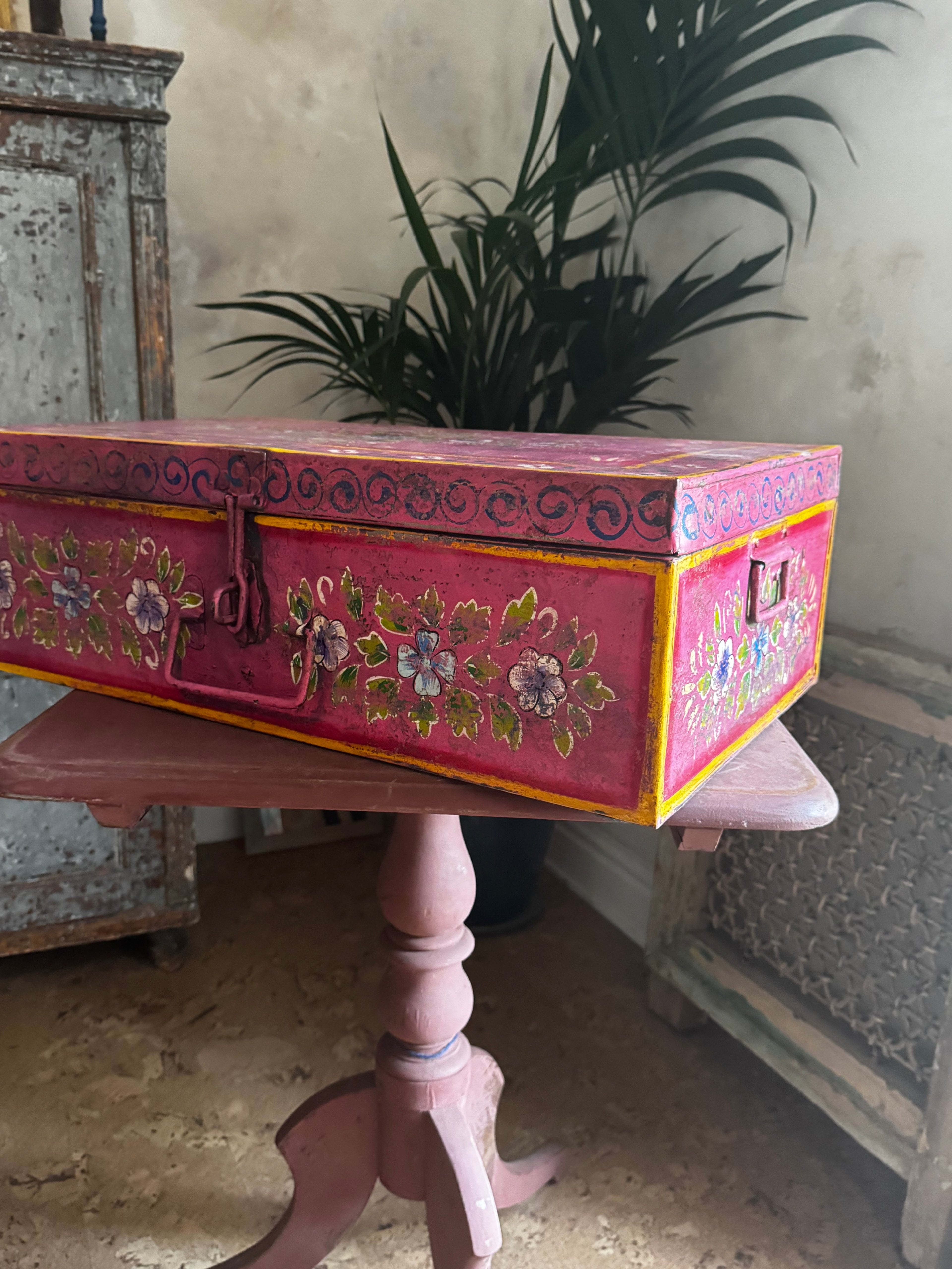 Pink Hand-Painted Trunk