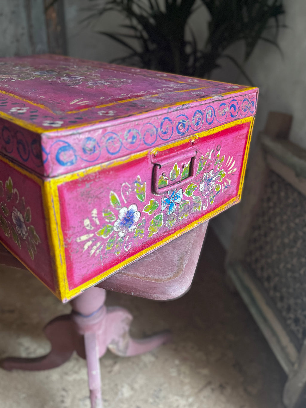 Pink Hand-Painted Trunk