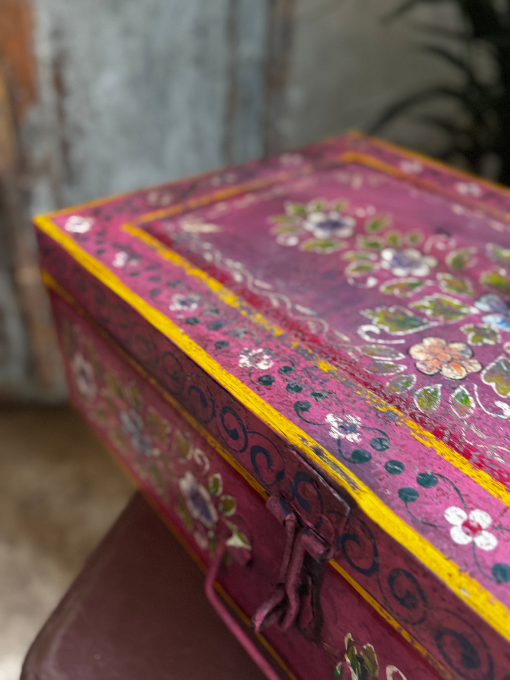 Pink Hand-Painted Trunk