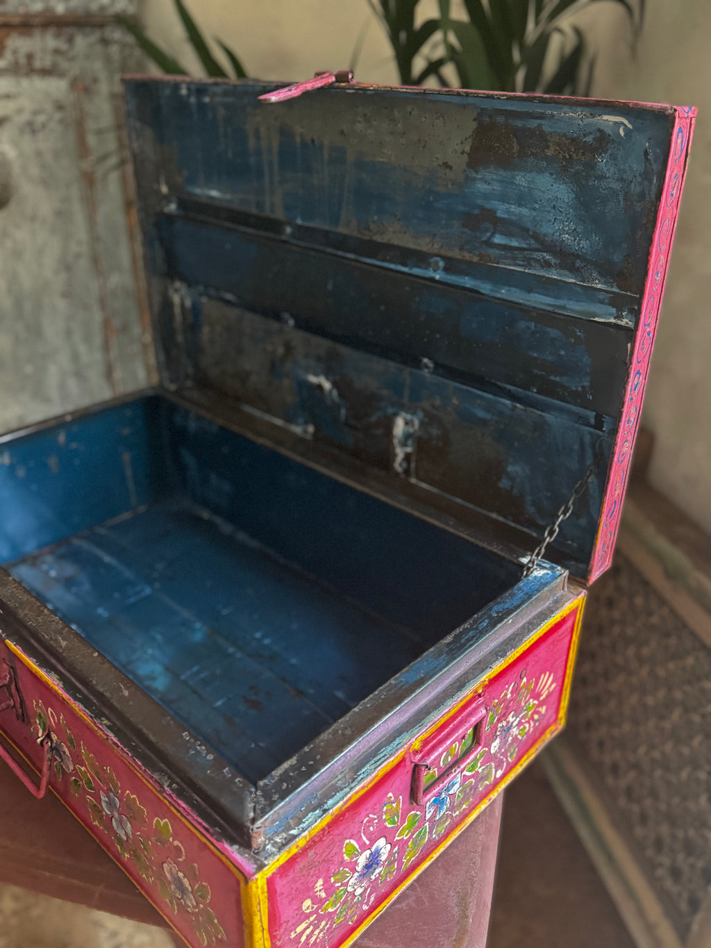 Pink Hand-Painted Trunk