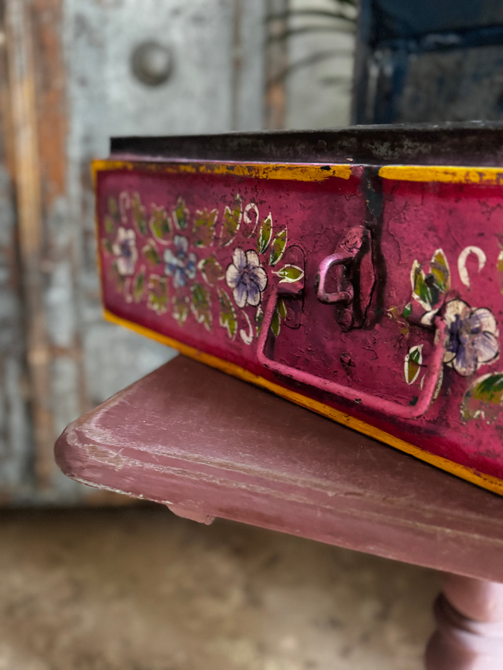 Pink Hand-Painted Trunk