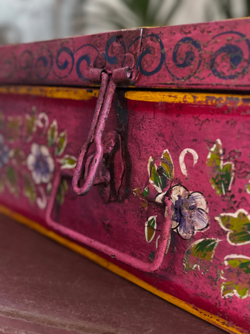 Pink Hand-Painted Trunk