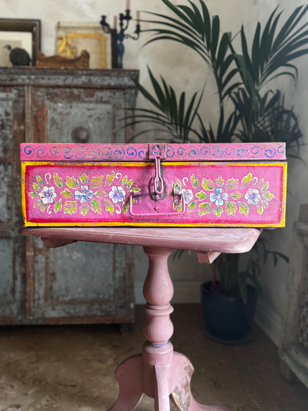 Pink Hand-Painted Trunk
