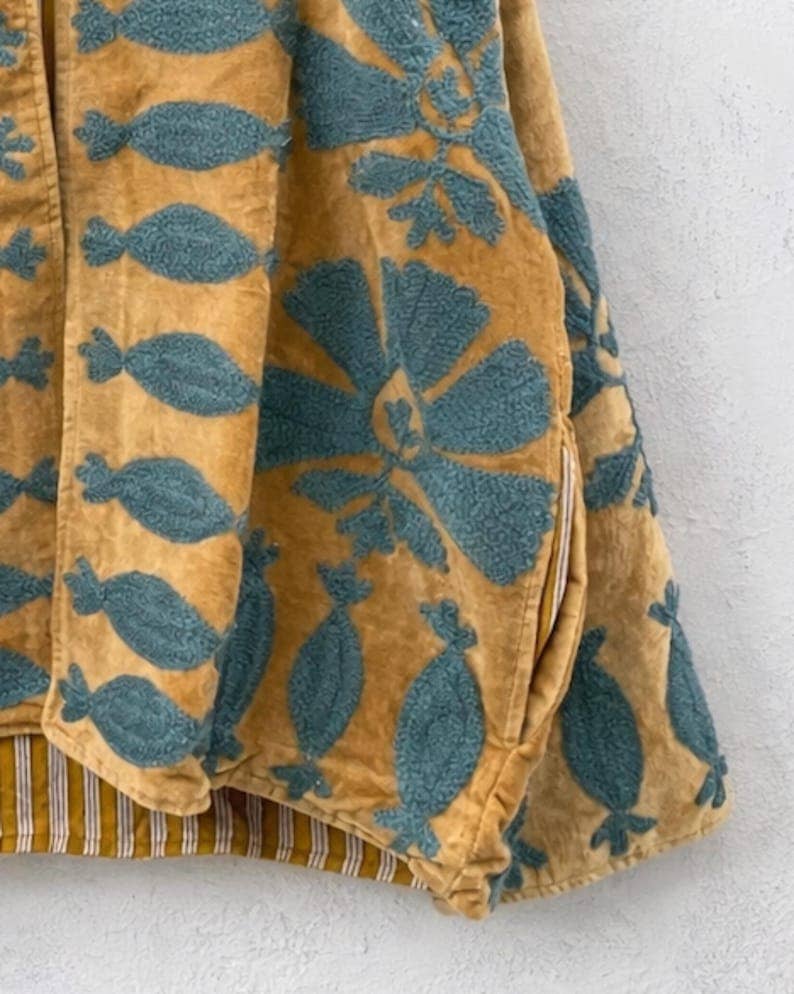 The Golden Tide Jacket – Mustard & Teal Suzani Velvet