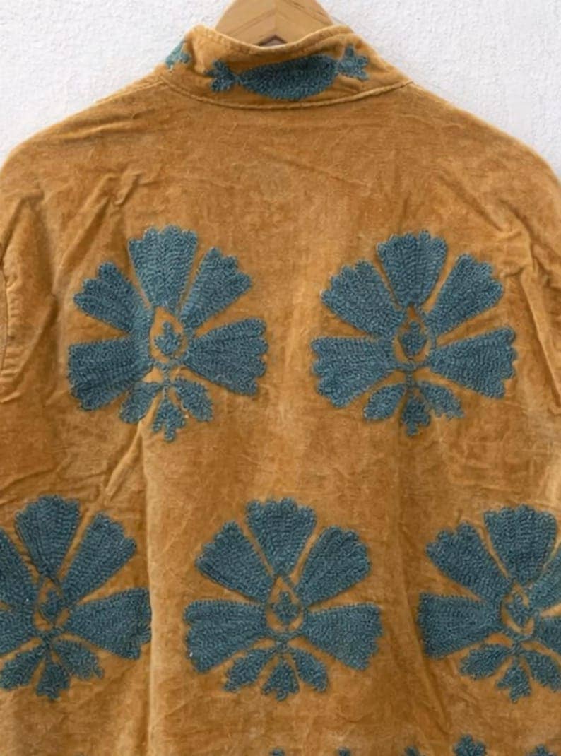 The Golden Tide Jacket – Mustard & Teal Suzani Velvet