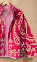 The Ruby Bloom Jacket – Crimson & Cream Suzani Velvet